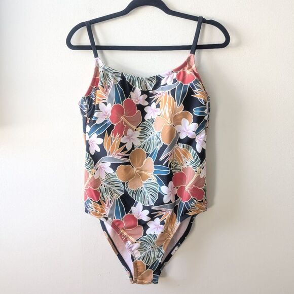 Hurley Women's UPF 50+ Stretch Midweight One Piece Swimsuit Black Multi L NEW - Picture 3 of 8